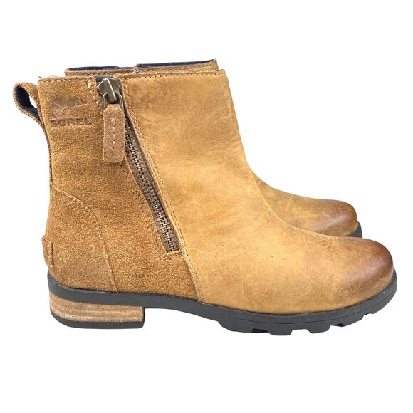 Sorel Women’s Emilie Brown Leather Zip Ankle Bootie Size US 5.5 - Picture 1 of 9